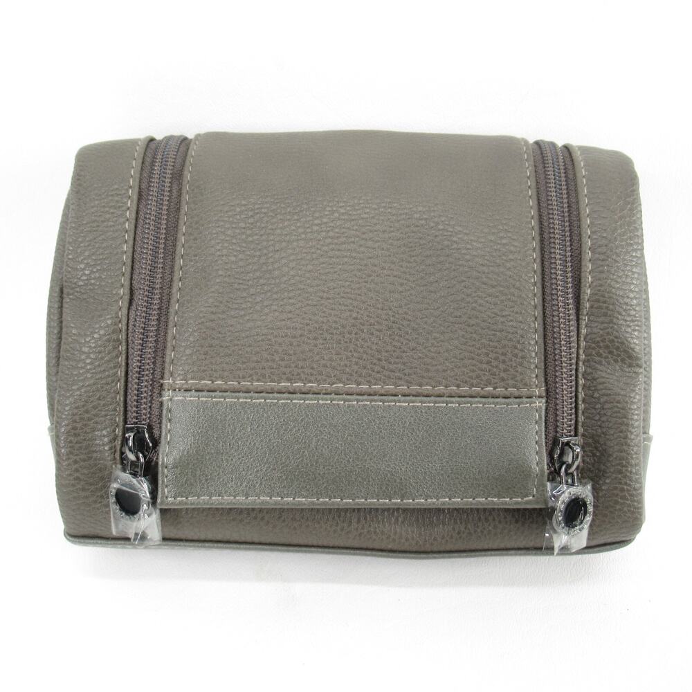 Bulgari Perfume Makeup Case Gray Nylon Zip Around Rectangle Stretch Pockets